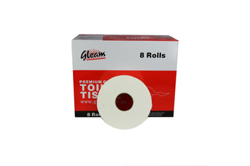 GLEAM PREMIUM JUMBO TOILET PAPER ROLLS 2 PLY 8 ROLLS