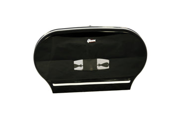 GLEAM PLASTIC BLACK DOUBLE-ROLL JUMBO TOILET ROLL DISPENSER 1 UNIT