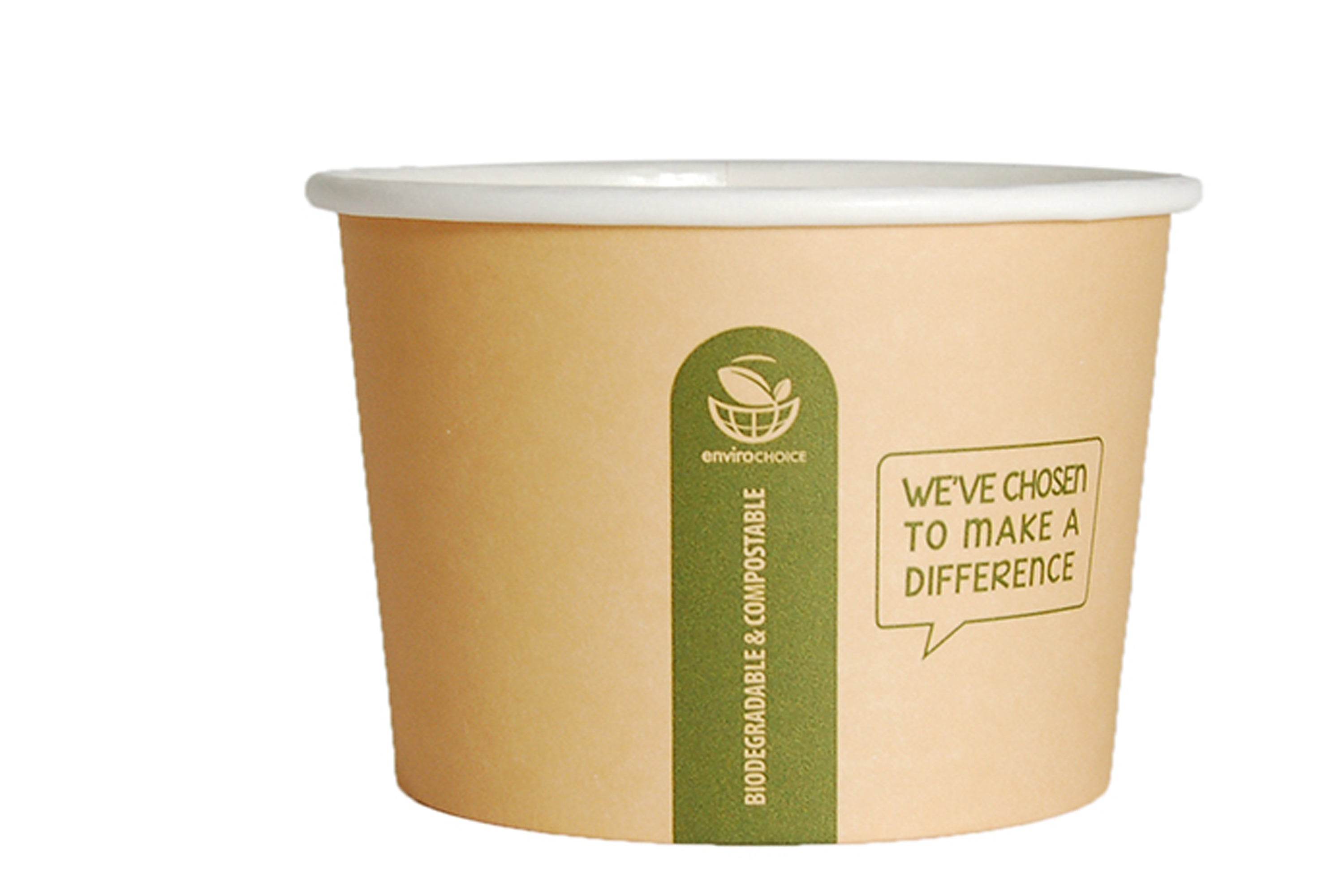 ENVIROCHOICE 16OZ PLA HEAVY BOARD ROUND CONTAINERS 115X80MM 500 UNITS