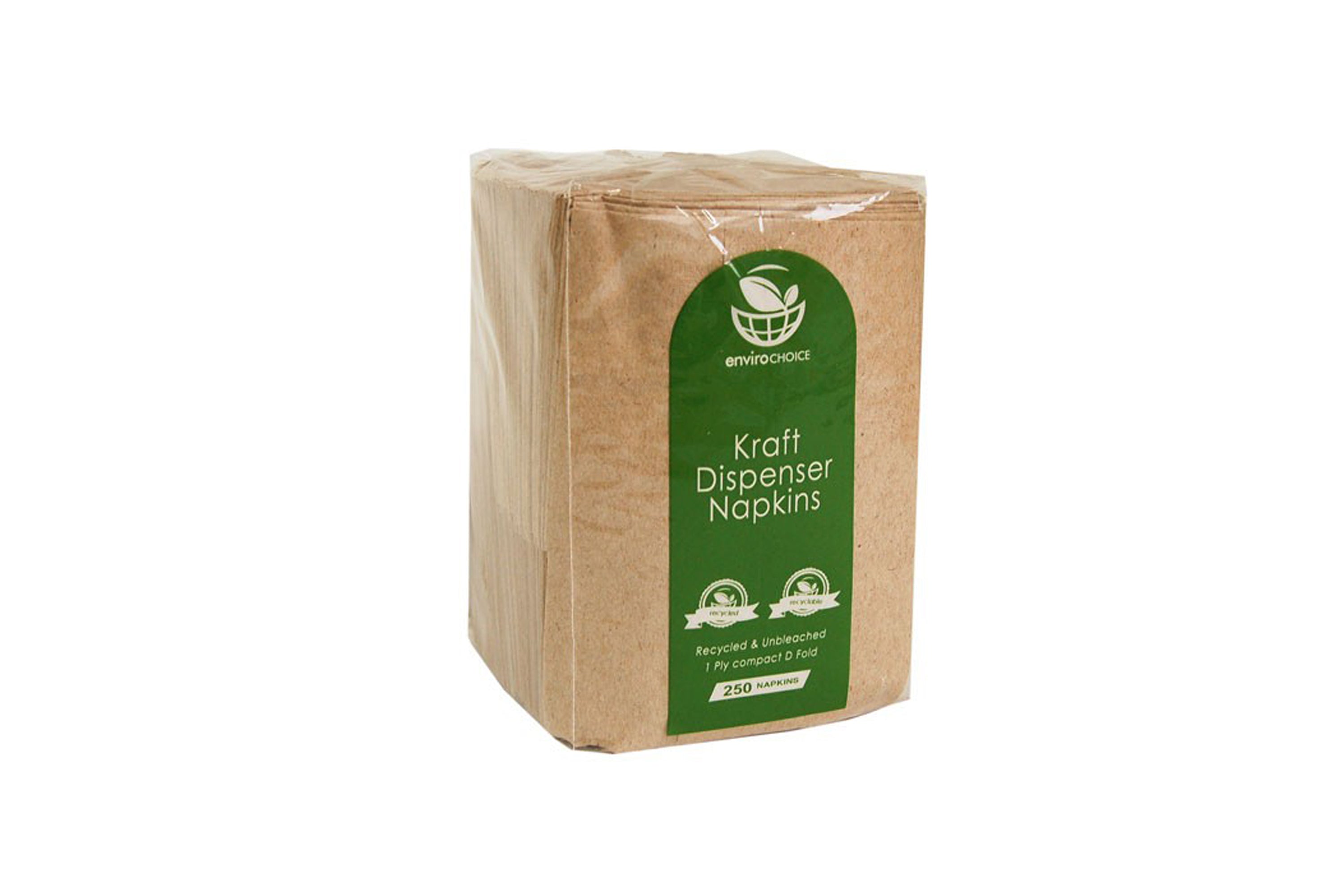 ENVIROCHOICE BROWN/KRAFT 1PLY DISPENSER NAPKINS D FOLD 205X215MM 5000 UNITS