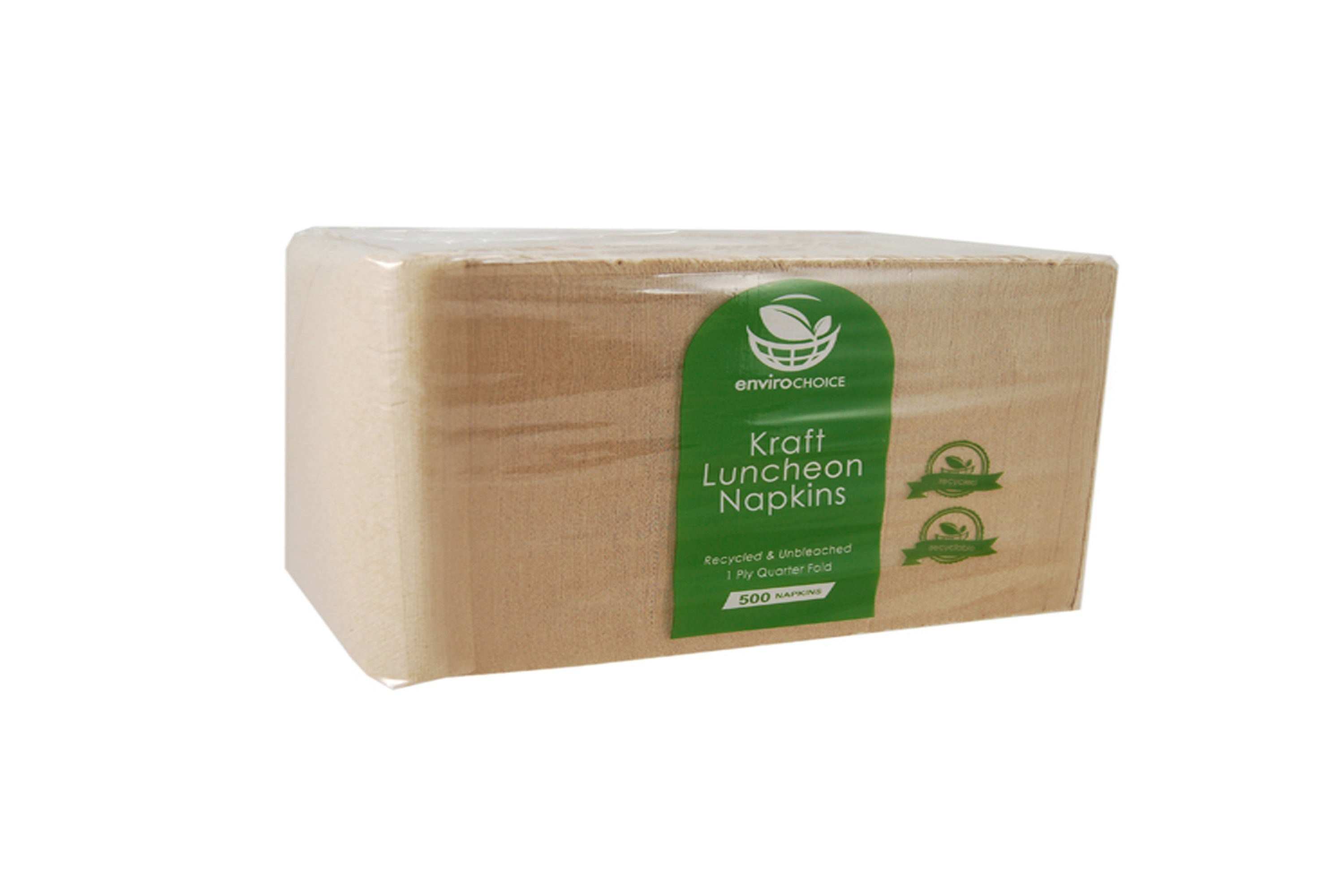ENVIROCHOICE BROWN/KRAFT 1PLY LUNCH NAPKINS QTR FOLD 300X300MM 3000 UNITS
