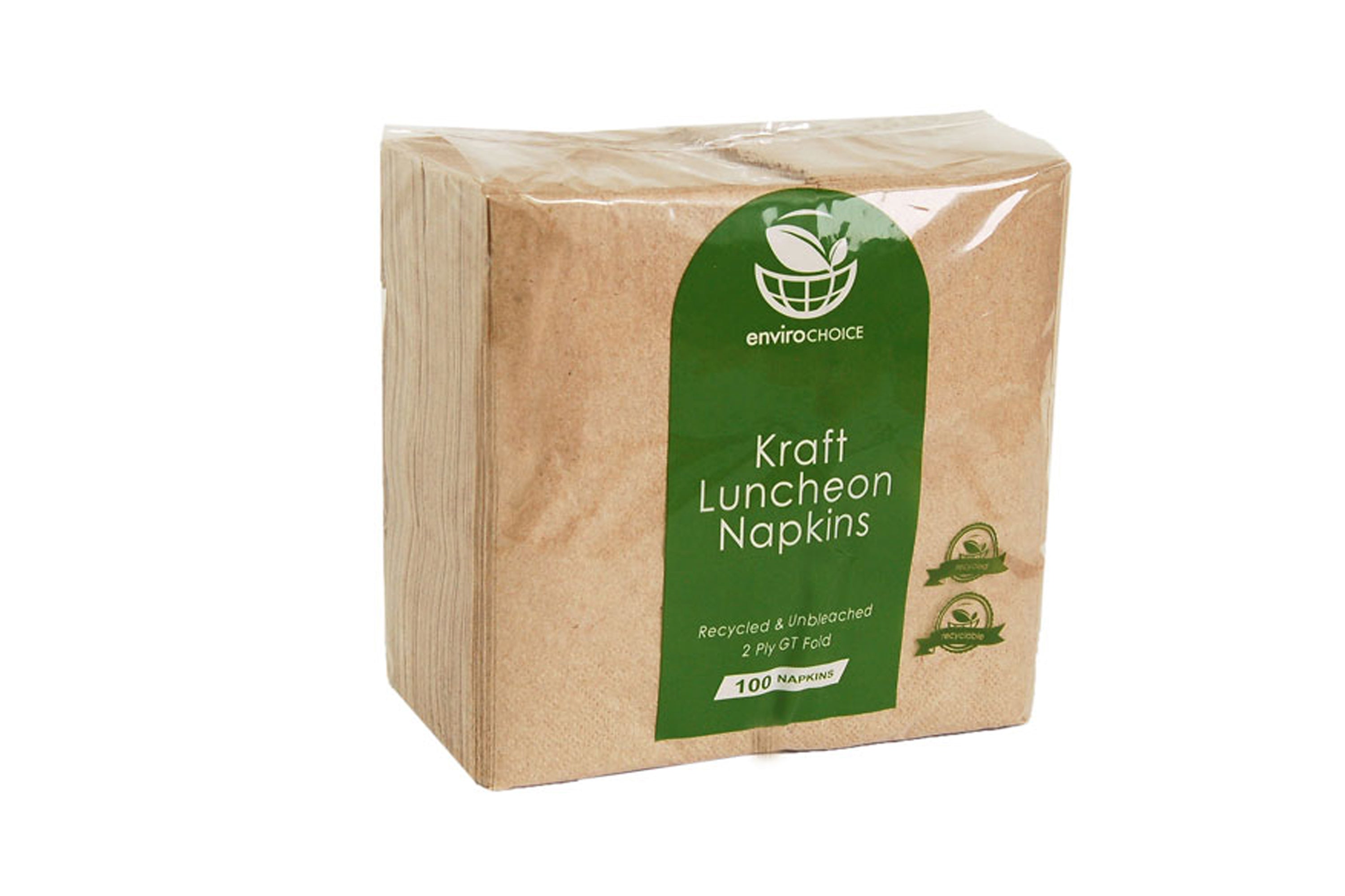 ENVIROCHOICE BROWN/KRAFT 2PLY LUNCHEON NAPKINS GT FOLD 300X300MM 2000 UNITS