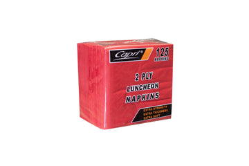 RED 2PLY LUNCHEON QTR FOLD NAPKIN 300MM x 300MM