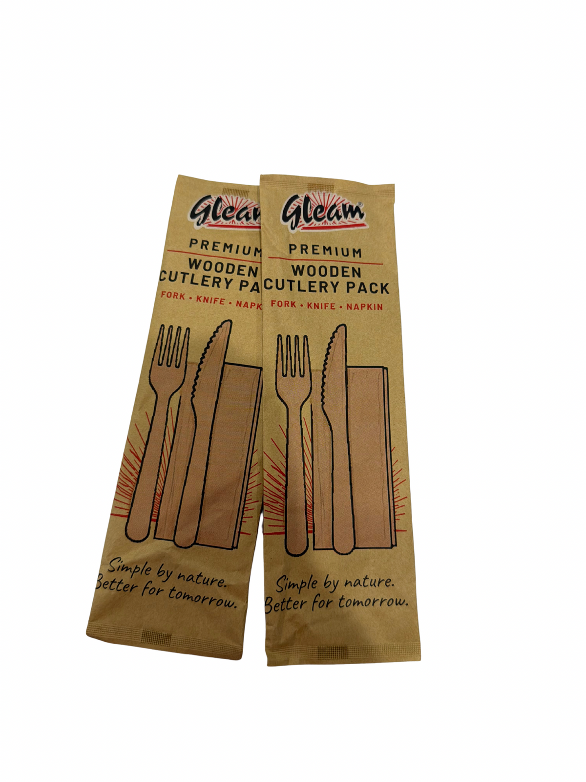 WOODEN FORK, KNIFE AND NAPKIN CUTLERY PACKS - 250