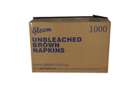 GLEAM UNBLEACHED PREMIUM FOLDED NAPKINS 400X400MM 1000 UNITS