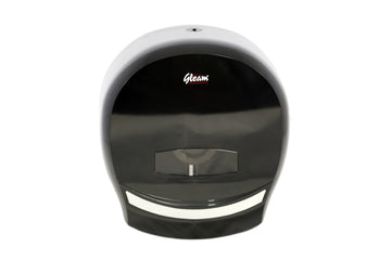 GLEAM PLASTIC BLACK SINGLE-ROLL JUMBO TOILET ROLL DISPENSER 1 UNIT