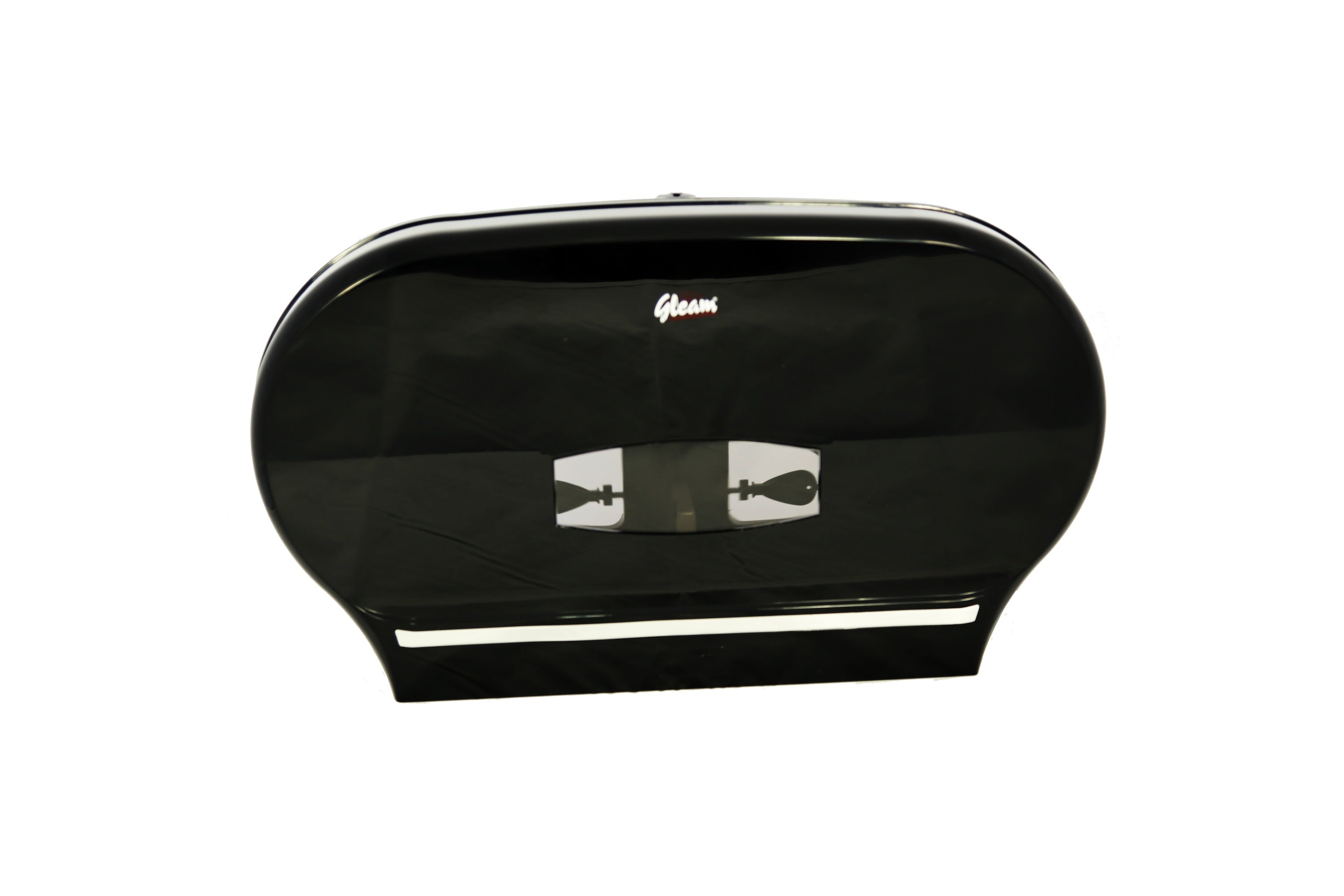GLEAM PLASTIC BLACK DOUBLE-ROLL JUMBO TOILET ROLL DISPENSER 1 UNIT