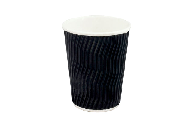 BLACK COFFEE CUP WAVE GROOVE 16OZ 500 UNITS