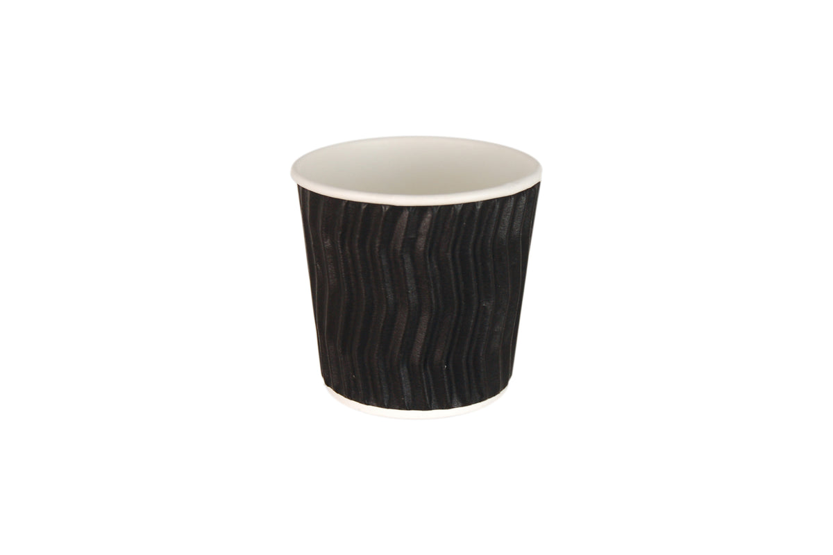 BLACK COFFEE CUP WAVE GROOVE 4OZ 1000 UNITS