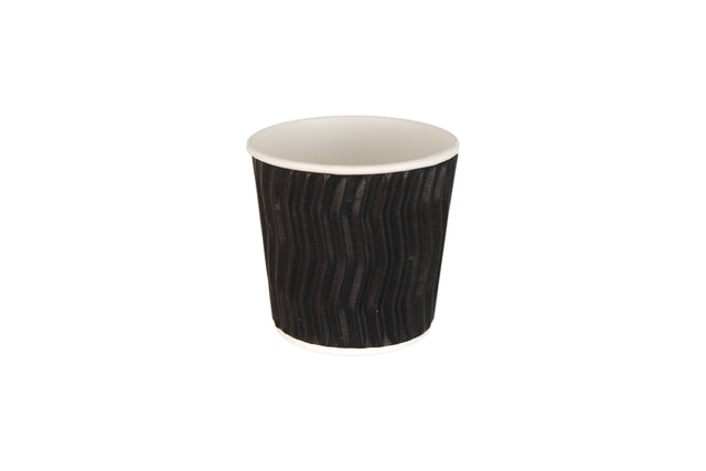 BLACK COFFEE CUP WAVE GROOVE 4OZ 1000 UNITS