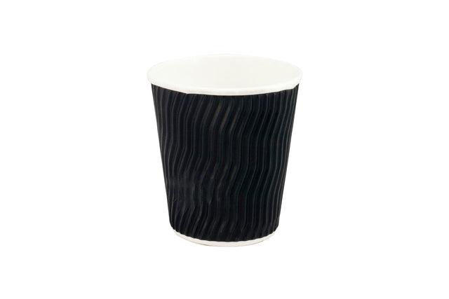 BLACK COFFEE CUP WAVE GROOVE 8OZ 500 UNITS