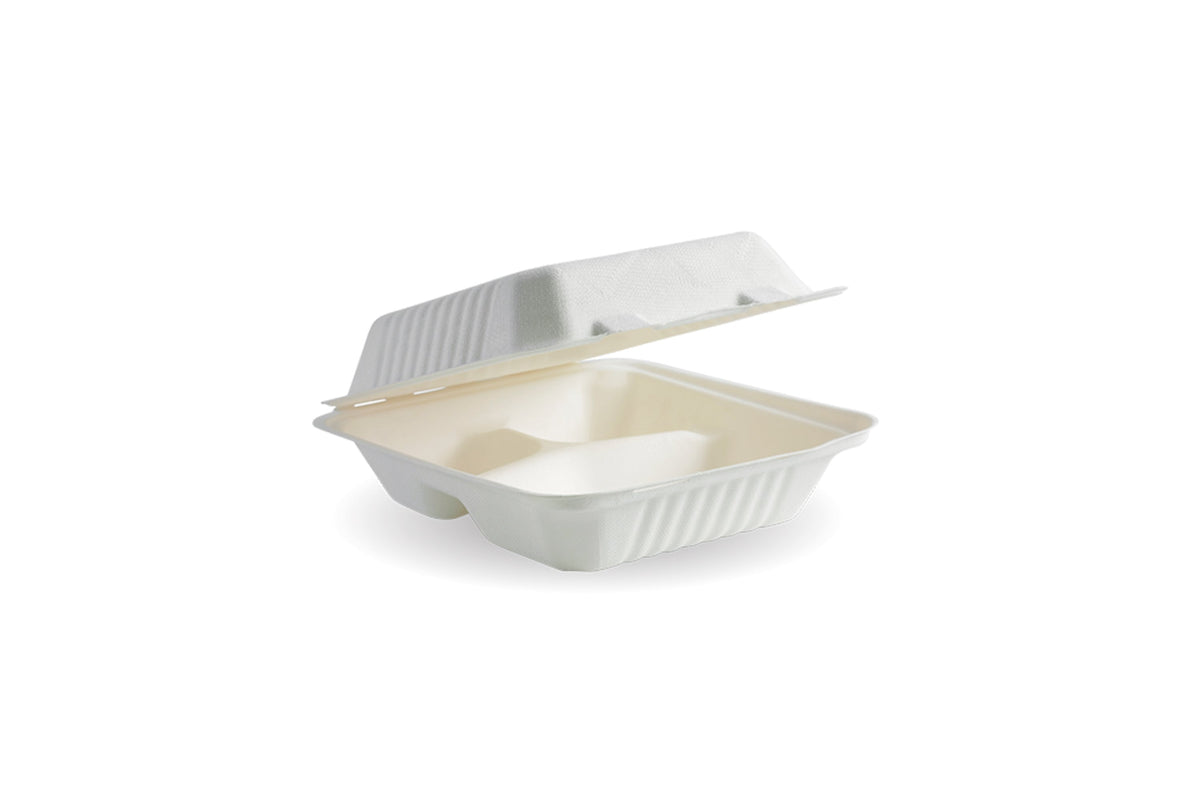3 COMPARTMENT SUGARCANE CLAMSHELL 1300ML