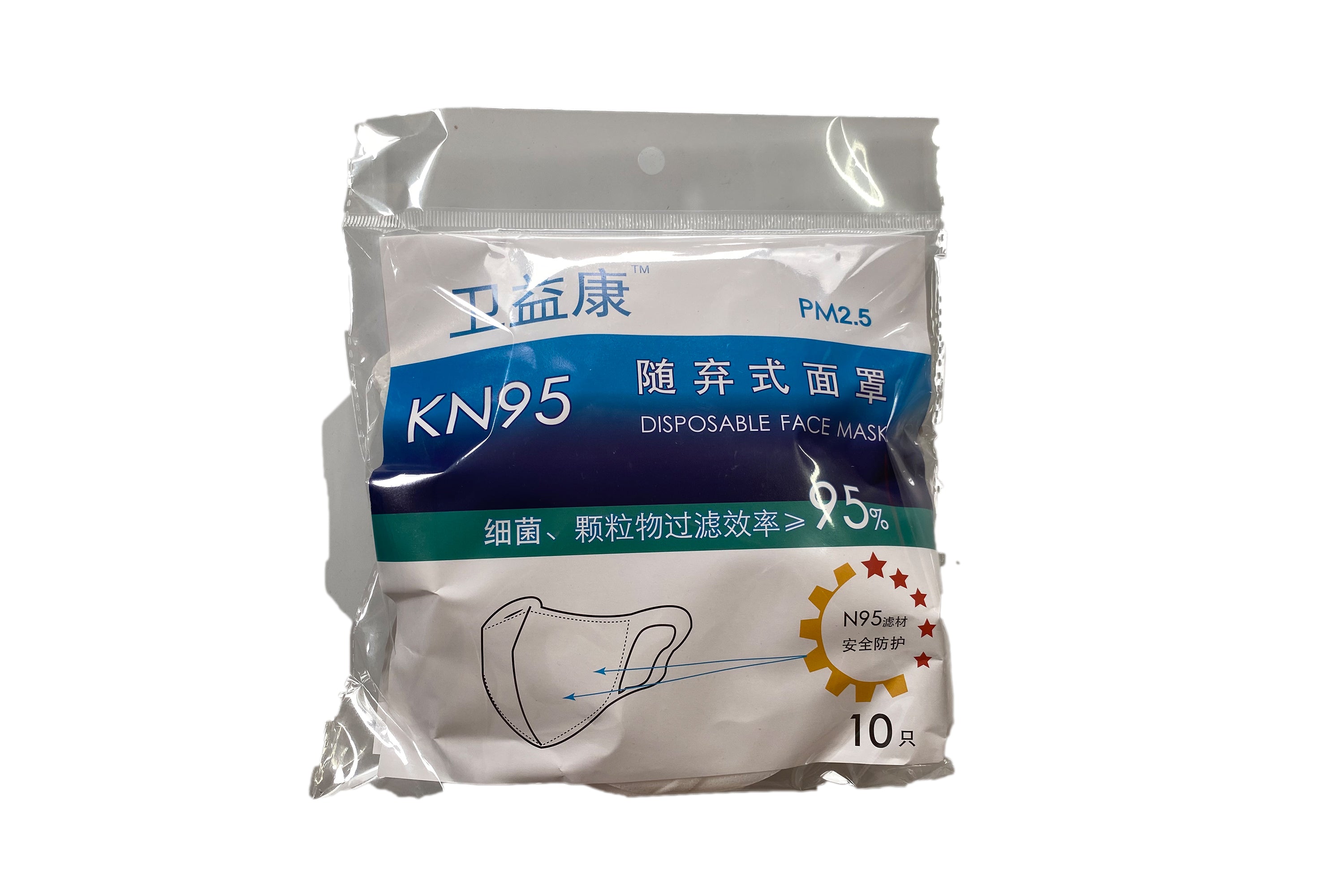 KN95 FACE MASKS PACKET OF 10