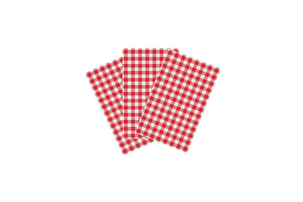RED CHECKED GREASEPROOF PAPER 190 X 310 MM