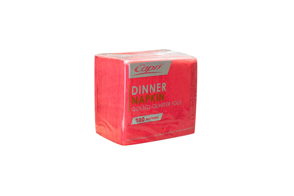 RED QUILTED DINNER QTR FOLD NAPKIN 400mm x 400mm